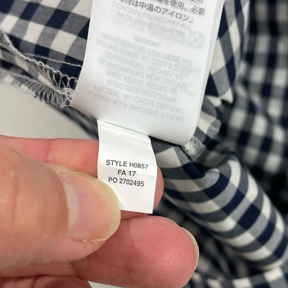 J Crew Gingham One Shoulder Top Blouse Blue H0857 - Picture 4 of 8